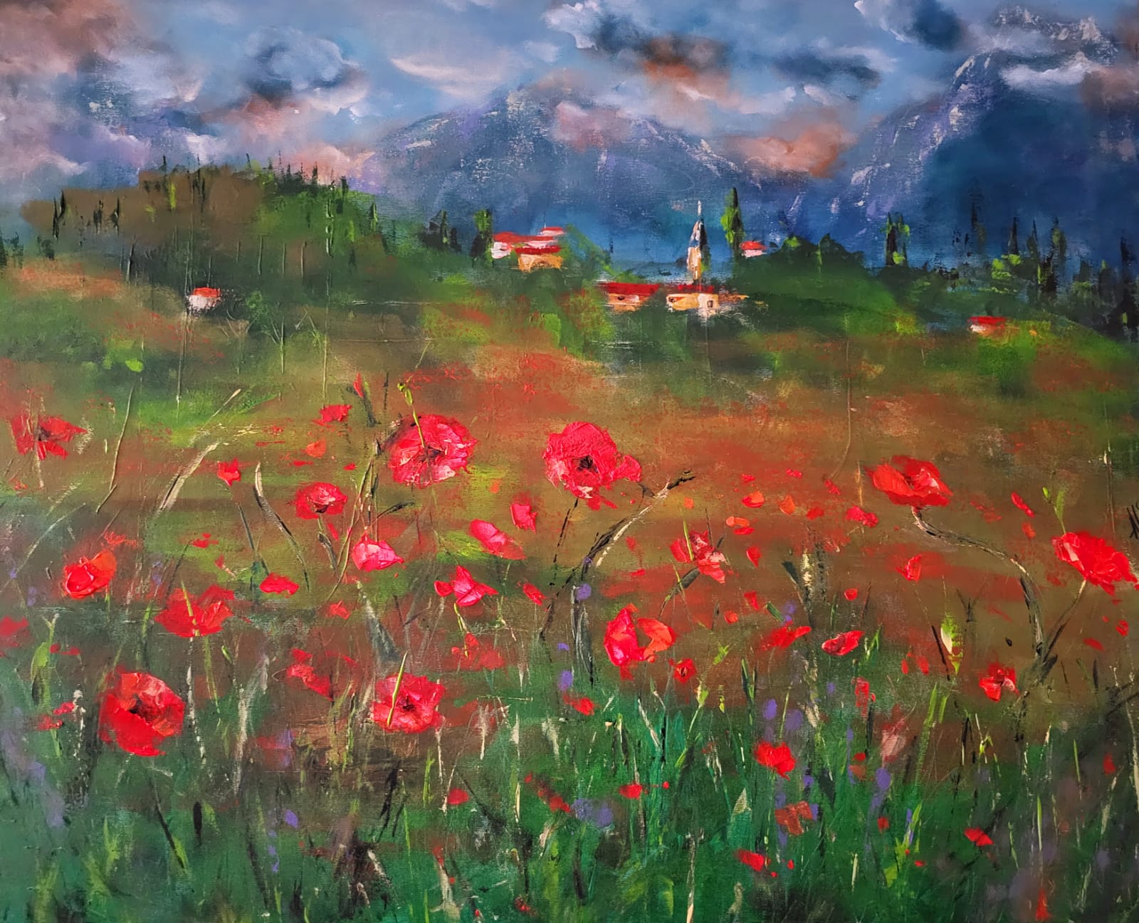 ArteDiAlina.com painting: The Field near the Mountains